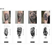 Airbrush Tattoo Yapıştırma Dövme 4 Adet Birden 1 Hafta Kalıcı Geçici Dövme Haftalık Set 69