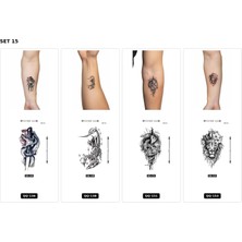 Airbrush Tattoo Yapıştırma Dövme 4 Adet Birden 1 Hafta Kalıcı Geçici Dövme Haftalık Set 14