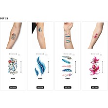 Airbrush Tattoo Yapıştırma Dövme 4 Adet Birden 1 Hafta Kalıcı Geçici Dövme Haftalık Set 20