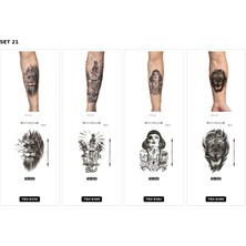 Airbrush Tattoo Yapıştırma Dövme 4 Adet Birden 1 Hafta Kalıcı Geçici Dövme Haftalık Set 50