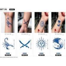 Airbrush Tattoo Minimal 5 mm Yarı Kalıcı Geçici Dövme 4 Adet Birden Aylık Mini Set 25