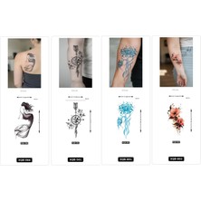 Airbrush Tattoo Yapıştırma Dövme 4 Adet Birden 1 Hafta Kalıcı Geçici Dövme Haftalık Set 74