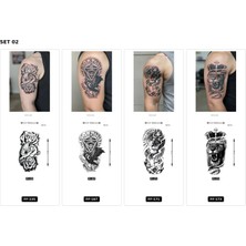 Airbrush Tattoo Yapıştırma Dövme 4 Adet Birden 1 Hafta Kalıcı Geçici Dövme Haftalık Set 76