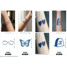 Airbrush Tattoo Minimal 5 mm Yarı Kalıcı Geçici Dövme 4 Adet Birden Aylık Mini Set 18