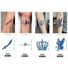 Airbrush Tattoo Minimal 5 mm Yarı Kalıcı Geçici Dövme 4 Adet Birden Aylık Mini Set 26