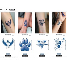 Airbrush Tattoo Minimal 5 mm Yarı Kalıcı Geçici Dövme 4 Adet Birden Aylık Mini Set 28
