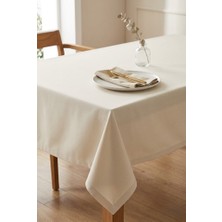 Rona Home Leke Tutmaz Masa Örtüsü Sıvı Geçirmez Dertsiz Keten Dokulu Ekru Şık Sofra Dekoru