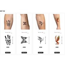 Airbrush Tattoo Yapıştırma Dövme 4 Adet Birden 1 Hafta Kalıcı Geçici Dövme Haftalık Set 2