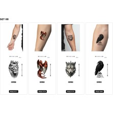 Airbrush Tattoo Yapıştırma Dövme 4 Adet Birden 1 Hafta Kalıcı Geçici Dövme Haftalık Set 8