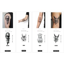 Airbrush Tattoo Yapıştırma Dövme 4 Adet Birden 1 Hafta Kalıcı Geçici Dövme Haftalık Set 46