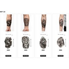 Airbrush Tattoo Yapıştırma Dövme 4 Adet Birden 1 Hafta Kalıcı Geçici Dövme Haftalık Set 51