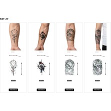 Airbrush Tattoo Yapıştırma Dövme 4 Adet Birden 1 Hafta Kalıcı Geçici Dövme Haftalık Set 56