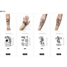 Airbrush Tattoo Yapıştırma Dövme 4 Adet Birden 1 Hafta Kalıcı Geçici Dövme Haftalık Set 62