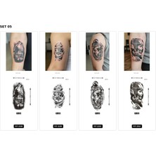 Airbrush Tattoo Yapıştırma Dövme 4 Adet Birden 1 Hafta Kalıcı Geçici Dövme Haftalık Set 79