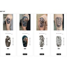 Airbrush Tattoo Yapıştırma Dövme 4 Adet Birden 1 Hafta Kalıcı Geçici Dövme Haftalık Set 81
