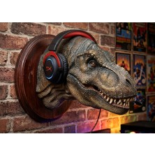 Alyora Zombie T-Rex Duvar Dekoru-Dev BOY(28X20 Cm) Prehistorik Duvar Heykeli ve Gamer Kulaklık Standı