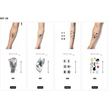 Airbrush Tattoo Yapıştırma Dövme 4 Adet Birden 1 Hafta Kalıcı Geçici Dövme Haftalık Set 25