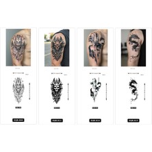 Airbrush Tattoo Yapıştırma Dövme 4 Adet Birden 1 Hafta Kalıcı Geçici Dövme Haftalık Set 73