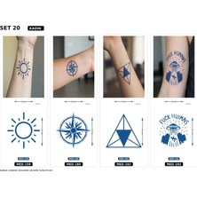 Airbrush Tattoo Minimal 5 mm Yarı Kalıcı Geçici Dövme 4 Adet Birden Aylık Mini Set 22