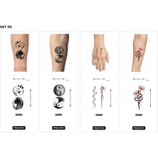 Airbrush Tattoo Yapıştırma Dövme 4 Adet Birden 1 Hafta Kalıcı Geçici Dövme Haftalık Set 5