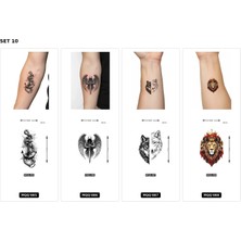 Airbrush Tattoo Yapıştırma Dövme 4 Adet Birden 1 Hafta Kalıcı Geçici Dövme Haftalık Set 9