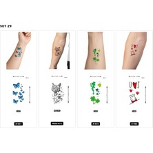 Airbrush Tattoo Yapıştırma Dövme 4 Adet Birden 1 Hafta Kalıcı Geçici Dövme Haftalık Set 28