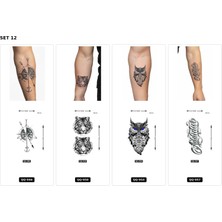 Airbrush Tattoo Yapıştırma Dövme 4 Adet Birden 1 Hafta Kalıcı Geçici Dövme Haftalık Set 11