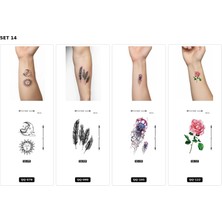 Airbrush Tattoo Yapıştırma Dövme 4 Adet Birden 1 Hafta Kalıcı Geçici Dövme Haftalık Set 13