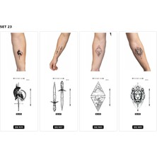 Airbrush Tattoo Yapıştırma Dövme 4 Adet Birden 1 Hafta Kalıcı Geçici Dövme Haftalık Set 22