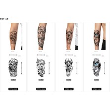 Airbrush Tattoo Yapıştırma Dövme 4 Adet Birden 1 Hafta Kalıcı Geçici Dövme Haftalık Set 44