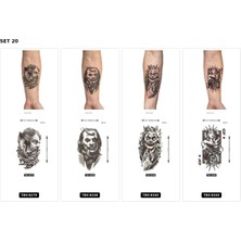 Airbrush Tattoo Yapıştırma Dövme 4 Adet Birden 1 Hafta Kalıcı Geçici Dövme Haftalık Set 49