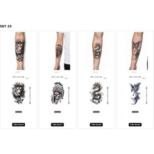 Airbrush Tattoo Yapıştırma Dövme 4 Adet Birden 1 Hafta Kalıcı Geçici Dövme Haftalık Set 54
