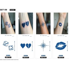 Airbrush Tattoo Minimal 5 mm Yarı Kalıcı Geçici Dövme 4 Adet Birden Aylık Mini Set 11