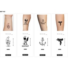 Airbrush Tattoo Yapıştırma Dövme 4 Adet Birden 1 Hafta Kalıcı Geçici Dövme Haftalık Set 3