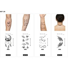 Airbrush Tattoo Yapıştırma Dövme 4 Adet Birden 1 Hafta Kalıcı Geçici Dövme Haftalık Set 19