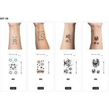 Airbrush Tattoo Yapıştırma Dövme 4 Adet Birden 1 Hafta Kalıcı Geçici Dövme Haftalık Set 27