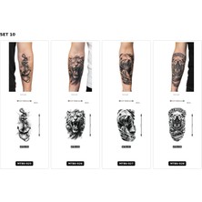 Airbrush Tattoo Yapıştırma Dövme 4 Adet Birden 1 Hafta Kalıcı Geçici Dövme Haftalık Set 39