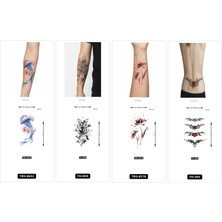 Airbrush Tattoo Yapıştırma Dövme 4 Adet Birden 1 Hafta Kalıcı Geçici Dövme Haftalık Set 58