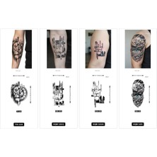 Airbrush Tattoo Yapıştırma Dövme 4 Adet Birden 1 Hafta Kalıcı Geçici Dövme Haftalık Set 64