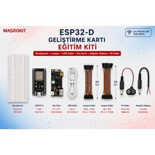 Masrokit MASROKİT ESP32-D WiFi + Bluetooth Geliştirme Kartlı Eğitim Kiti (Breadboard + Jumper + Kablo+ Güç Modülü)