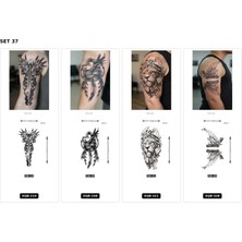 Airbrush Tattoo Yapıştırma Dövme 4 Adet Birden 1 Hafta Kalıcı Geçici Dövme Haftalık Set 66