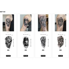 Airbrush Tattoo Yapıştırma Dövme 4 Adet Birden 1 Hafta Kalıcı Geçici Dövme Haftalık Set 77