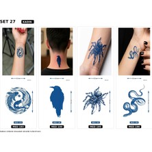 Airbrush Tattoo Minimal 5 mm Yarı Kalıcı Geçici Dövme 4 Adet Birden Aylık Mini Set 27