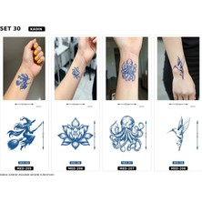 Airbrush Tattoo Minimal 5 mm Yarı Kalıcı Geçici Dövme 4 Adet Birden Aylık Mini Set 30