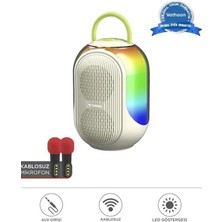 Epilons Bluetooth Hoparlör Çift Mikrofonlu Kablosuz Parti Speaker Beyaz