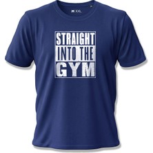 North Whiskers Straight Into The Gym Baskılı %100 Pamuklu Lacivert Sporcu Tişörtü