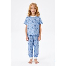 Bunny Hopp Kız Çocuk Pijama Takımı %100 Pamuk Flamingo Desenli Yazlık Kısa Kollu