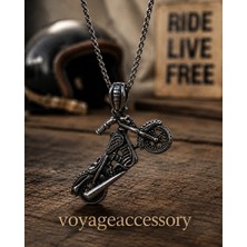 Voyage Accessory Paslanmaz Çelik Kurukafa Detaylı Chopper Motorcu Motosiklet Kolye