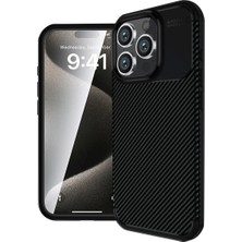 Kordify Apple iPhone 16 Pro Max Uyumlu Auto Focus Karbon Kapak Kılıf Kamera Korumalı Darbe Emici Premium Kapak