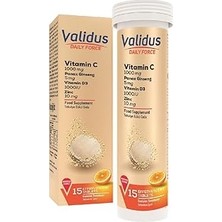 SHC4200 Validus Daily Force C Panax Ginseng Zinc D3 15 Effervescent Tablets 12 Stand